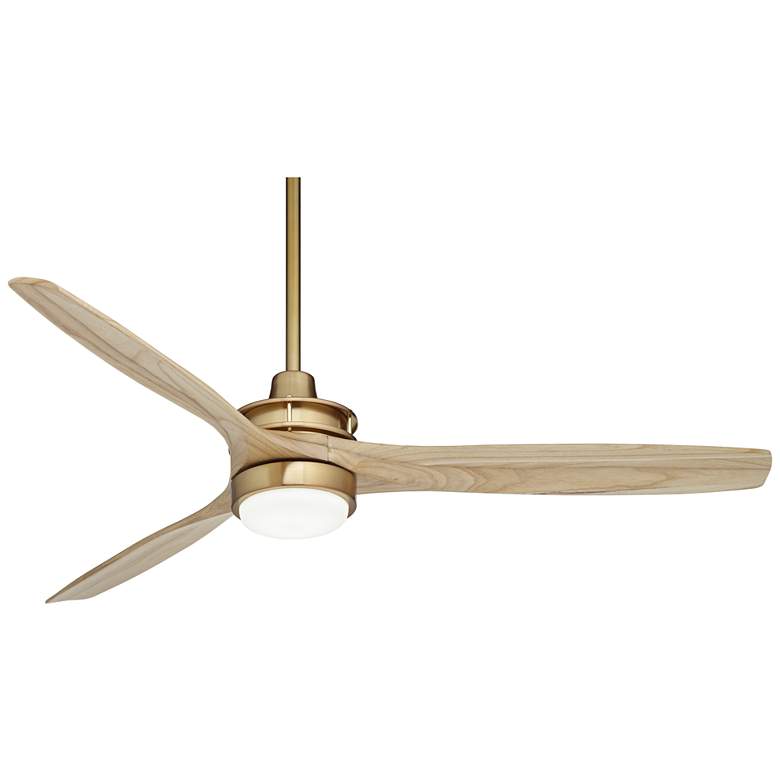 Image 2 52" Windspun Soft Brass and Natural Wood LED Ceiling Fan with Remote