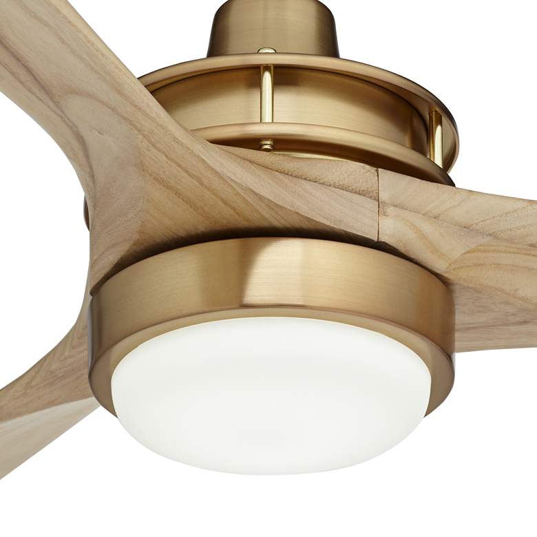 Image 3 52" Windspun Soft Brass and Natural Wood LED Ceiling Fan with Remote more views