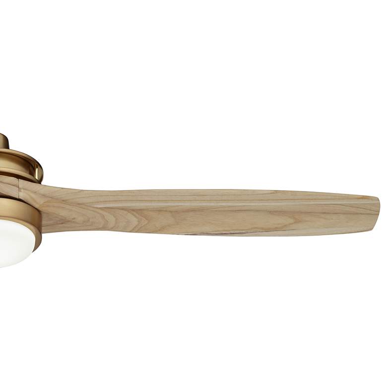 Image 4 52" Windspun Soft Brass and Natural Wood LED Ceiling Fan with Remote more views