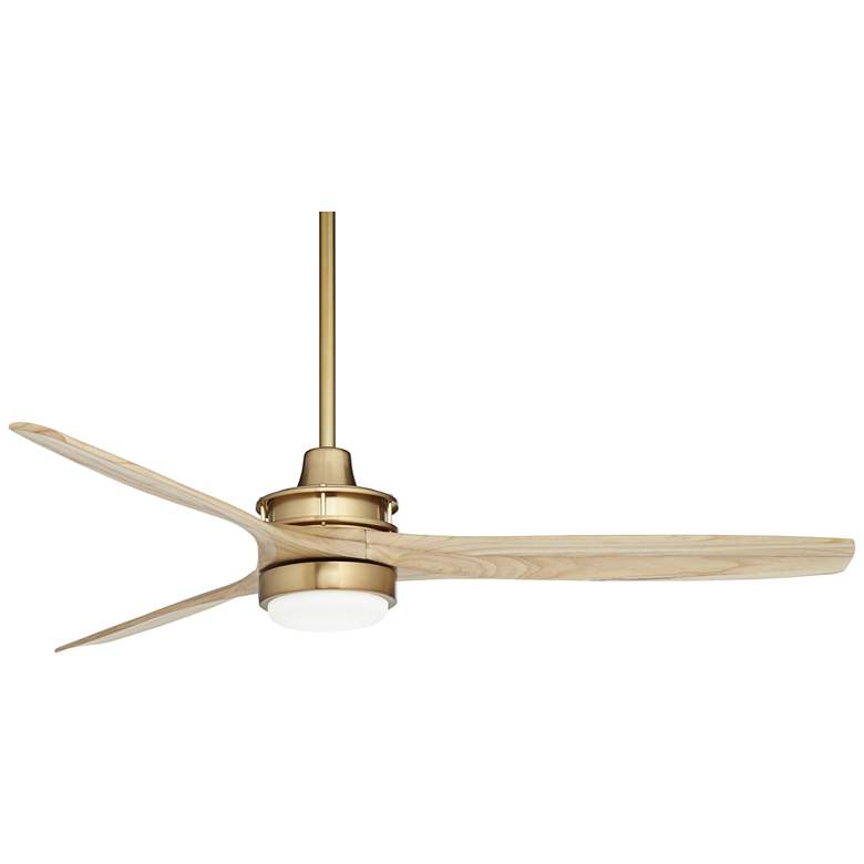 Image 5 52" Windspun Soft Brass and Natural Wood LED Ceiling Fan with Remote more views