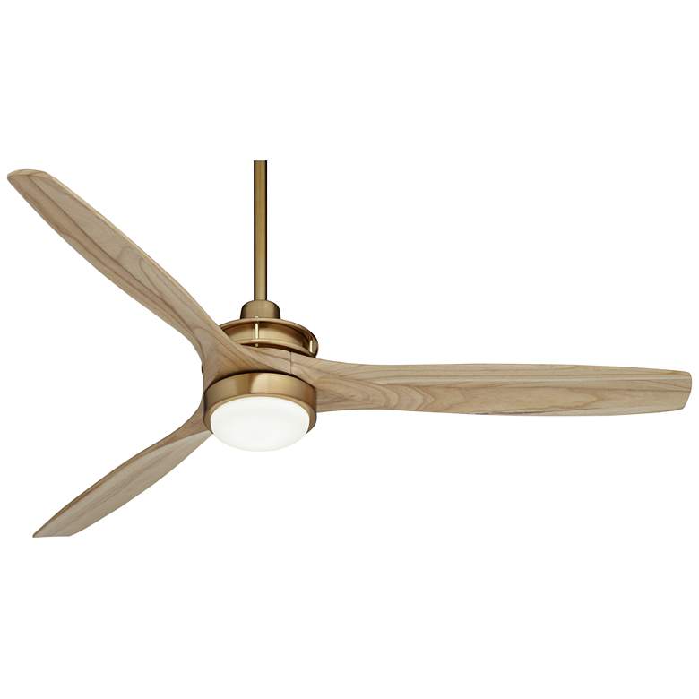 Image 6 52" Windspun Soft Brass and Natural Wood LED Ceiling Fan with Remote more views