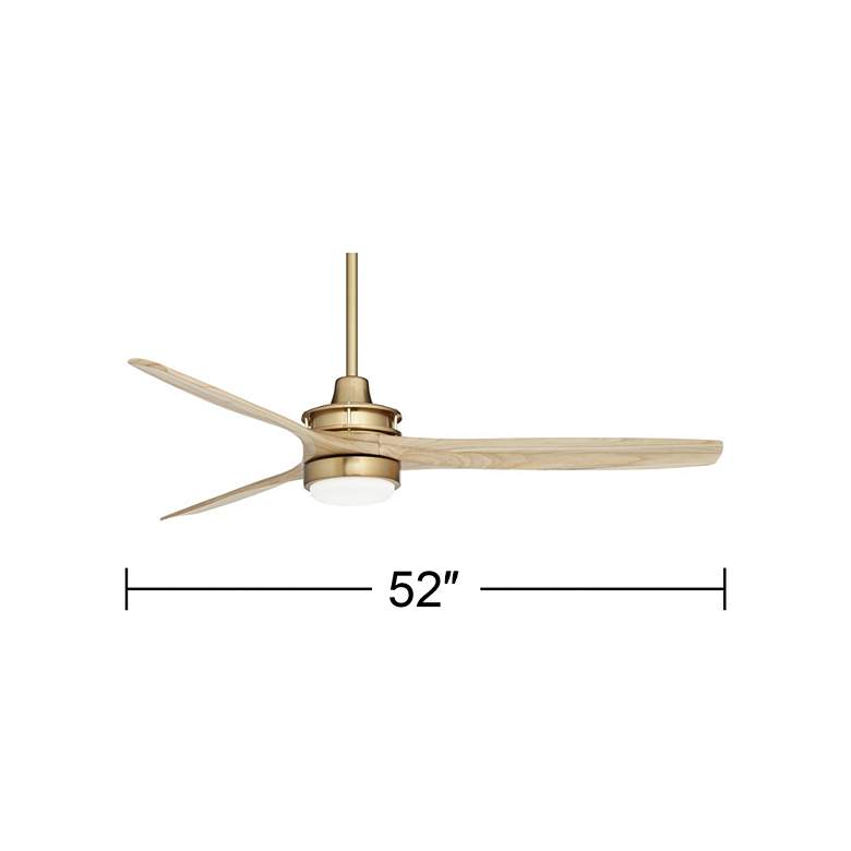 Image 7 52" Windspun Soft Brass and Natural Wood LED Ceiling Fan with Remote more views