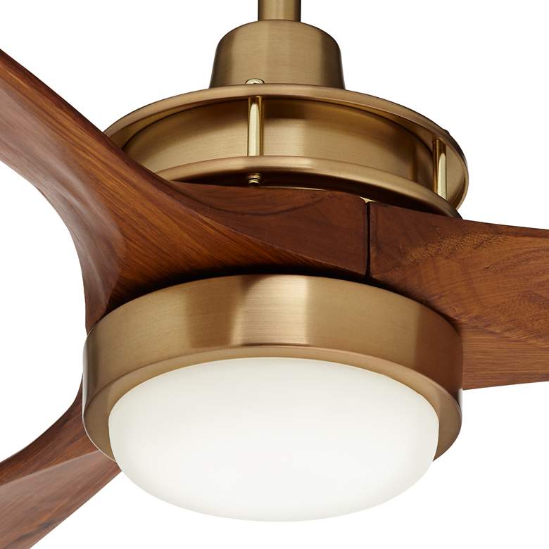 Image 3 52" Windspun Soft Brass and Walnut LED Ceiling Fan with Remote more views
