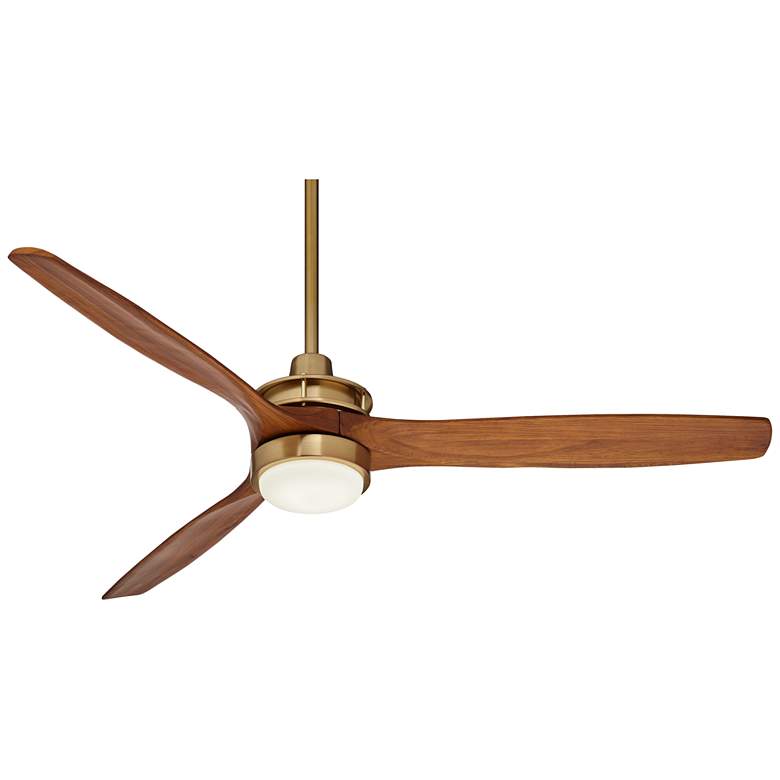 Image 5 52" Windspun Soft Brass and Walnut LED Ceiling Fan with Remote more views