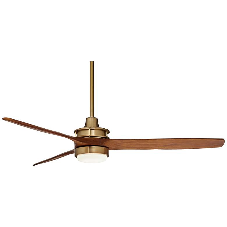 Image 6 52" Windspun Soft Brass and Walnut LED Ceiling Fan with Remote more views