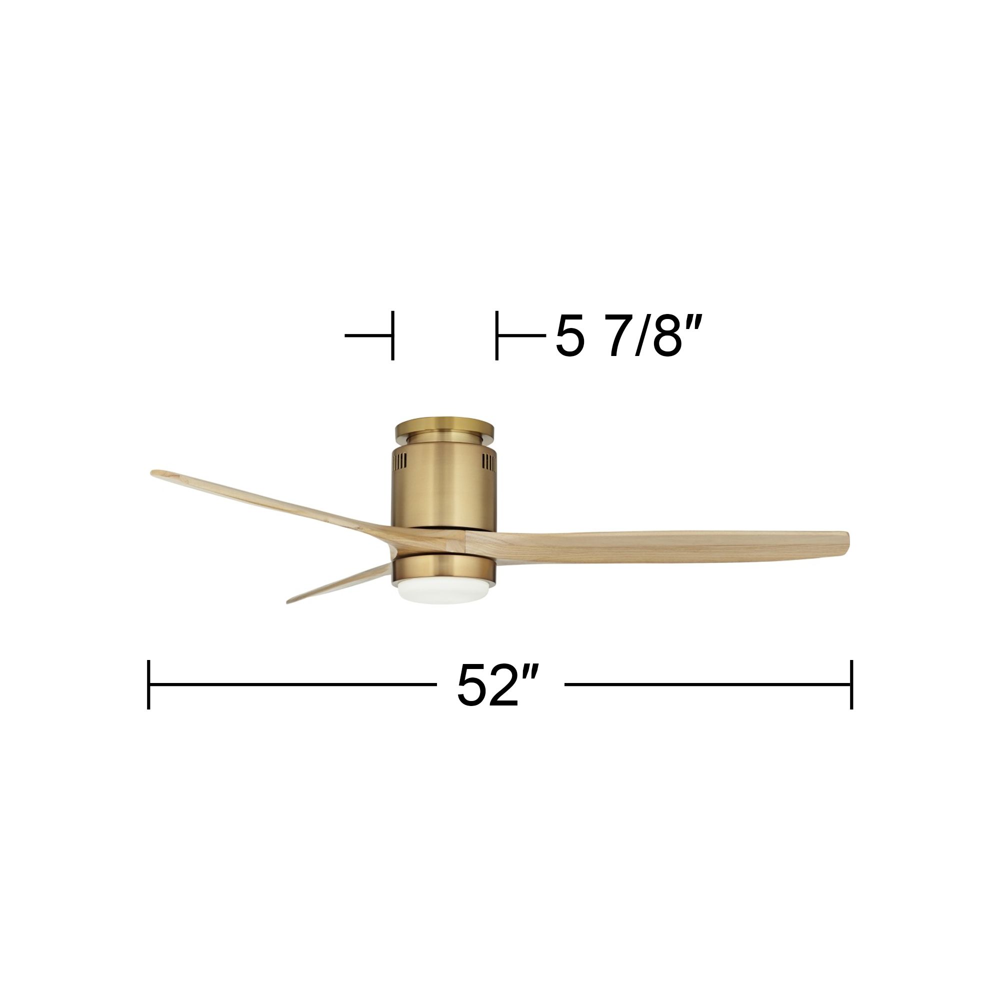 52" Windspun Soft Brass LED DC Hugger Ceiling Fan with Remote