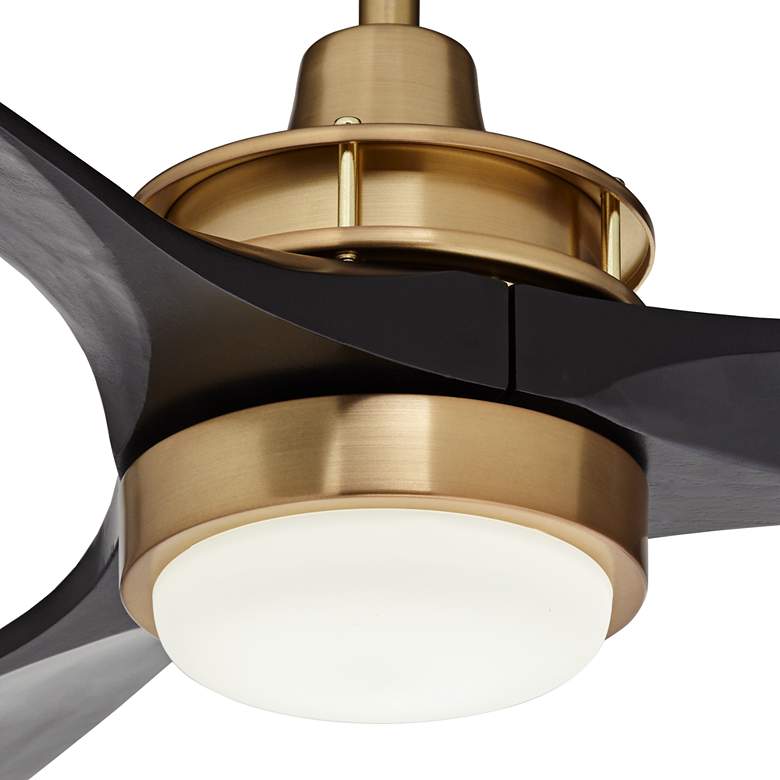 Image 3 52" Windspun Soft Brass Matte Black LED Ceiling Fan with Remote more views