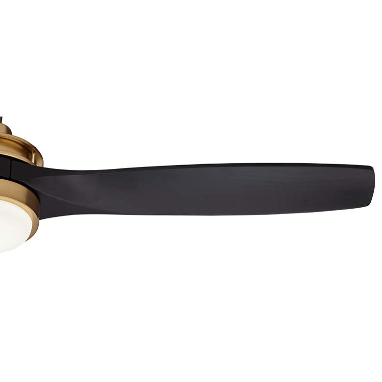Image 4 52" Windspun Soft Brass Matte Black LED Ceiling Fan with Remote more views