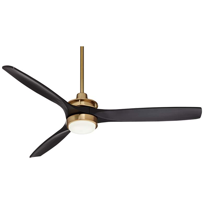 Image 5 52" Windspun Soft Brass Matte Black LED Ceiling Fan with Remote more views