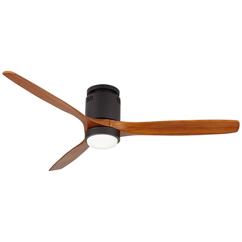 Image 2 52" Windspun Walnut Matte Black LED DC Hugger Ceiling Fan with Remote