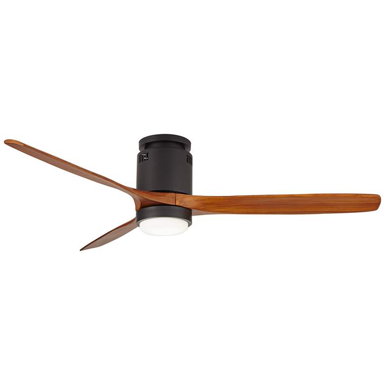 Image 7 52" Windspun Walnut Matte Black LED DC Hugger Ceiling Fan with Remote more views