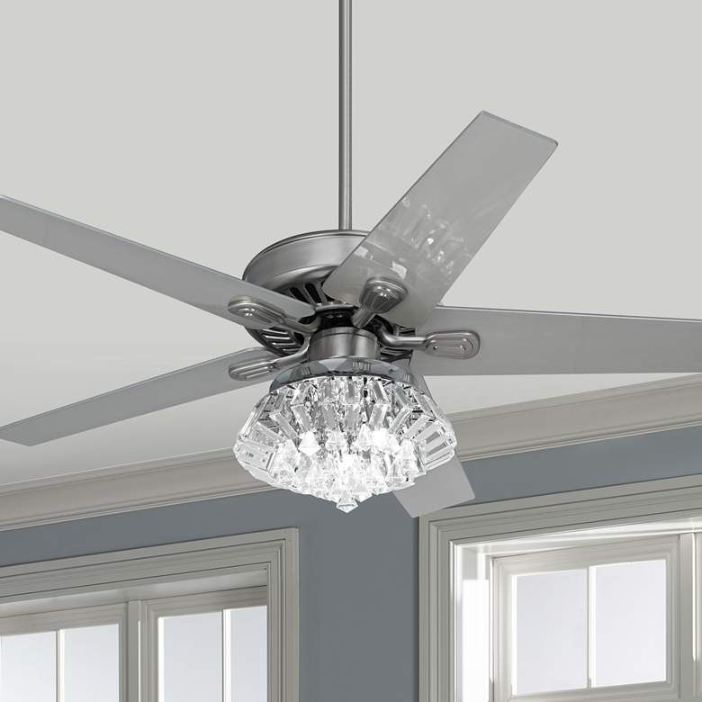 Image 1 52 inch Windstar II Brushed Nickel Crystal Deco LED Ceiling Fan