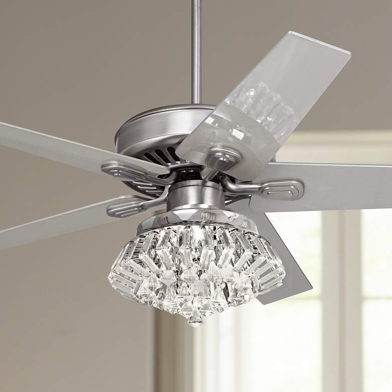 Image 1 52 inch Windstar II Brushed Nickel Crystal Light Kit Ceiling Fan