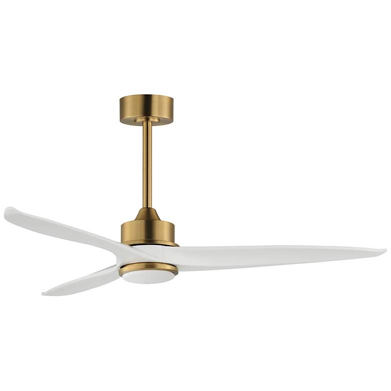 Image 1 52" Woodwind Aged Brass LED Ceiling Fan with White Blades