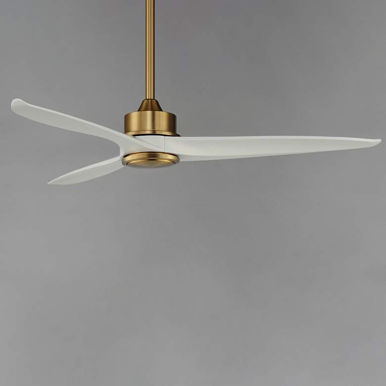 Image 2 52" Woodwind Aged Brass LED Ceiling Fan with White Blades more views
