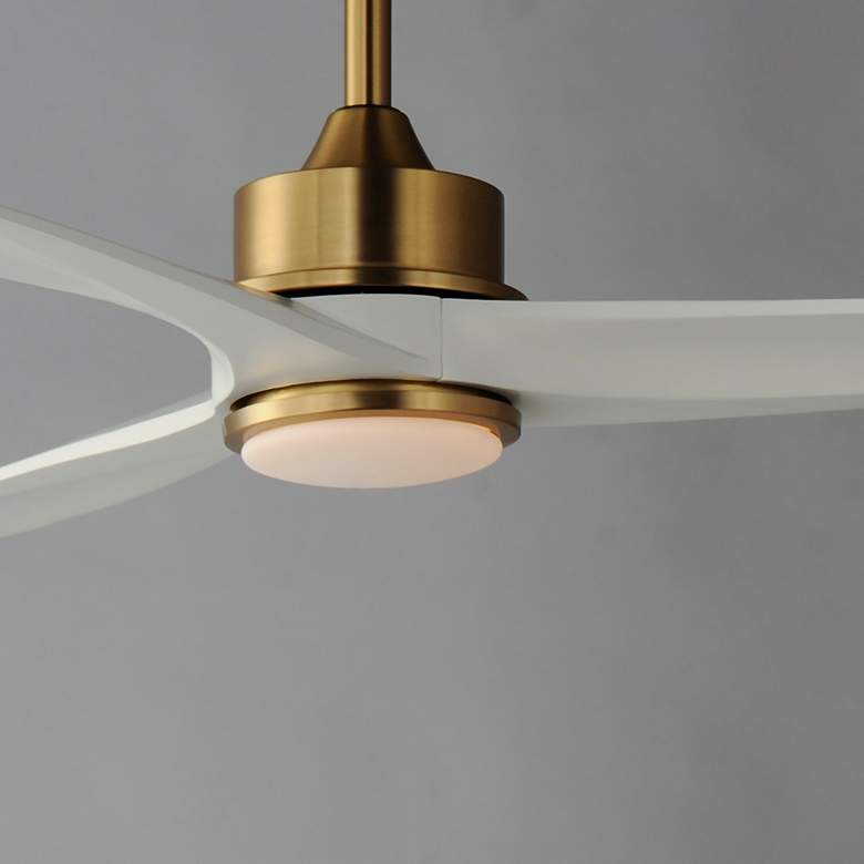 Image 4 52" Woodwind Aged Brass LED Ceiling Fan with White Blades more views