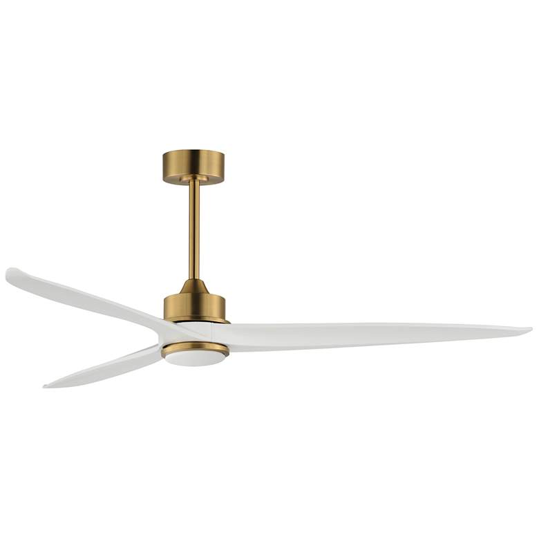 Image 1 52" Woodwind Aged Brass LED Ceiling Fan with White Blades