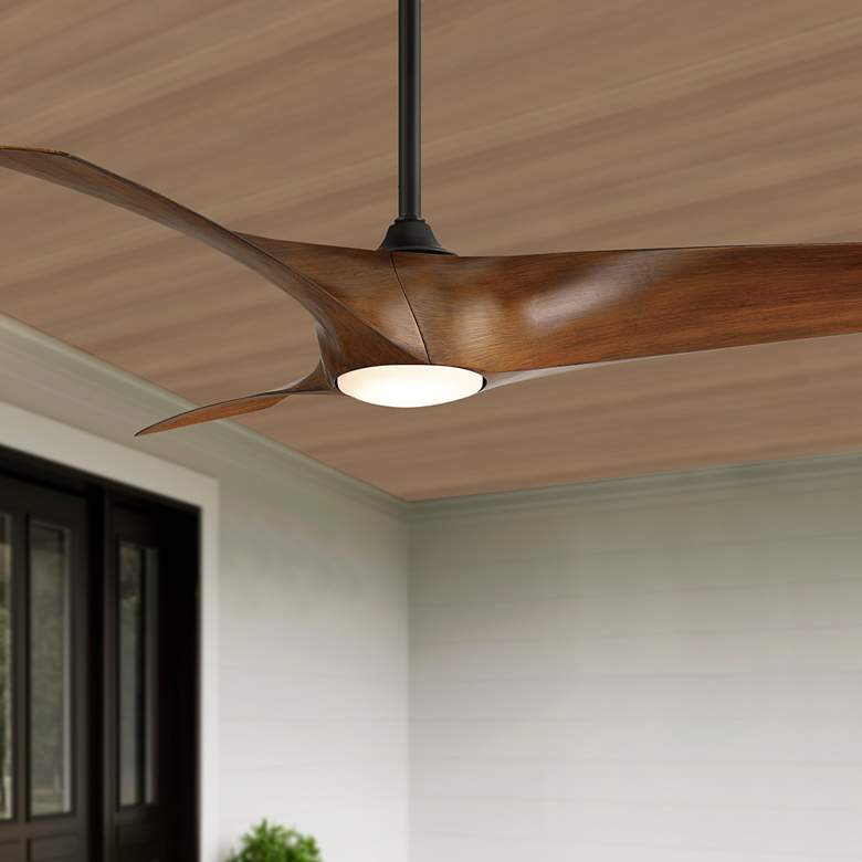 Image 1 52" Zephyr Matte Black Koa 2700K LED Smart Ceiling Fan