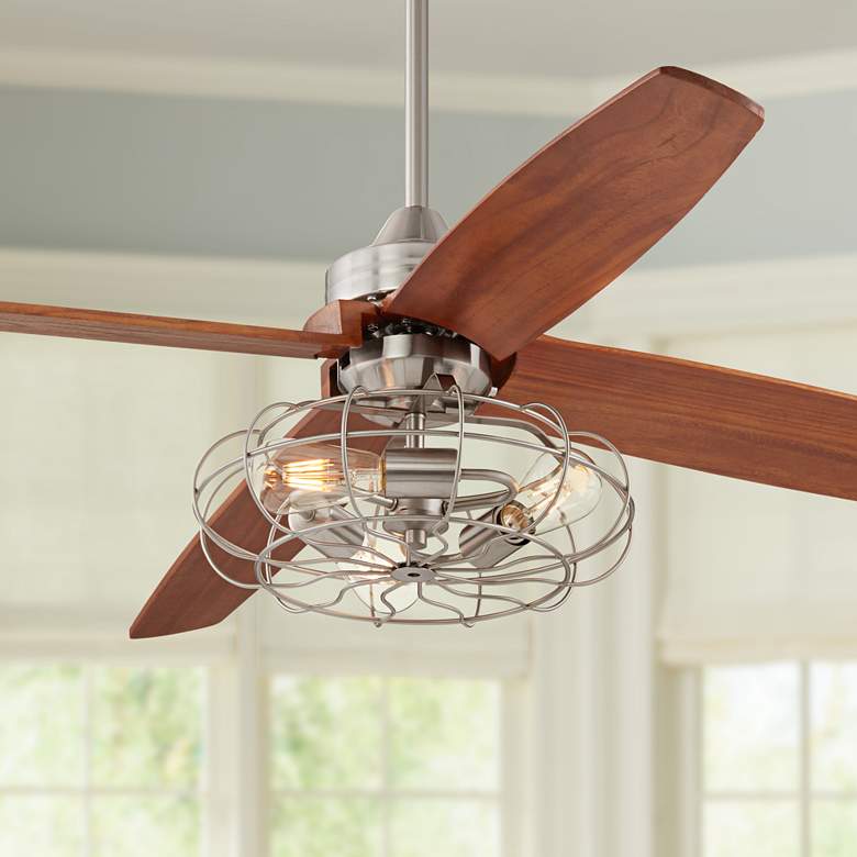 Image 1 52"Casa Vieja Insite Brushed Nickle Fan W/LED Light Kit