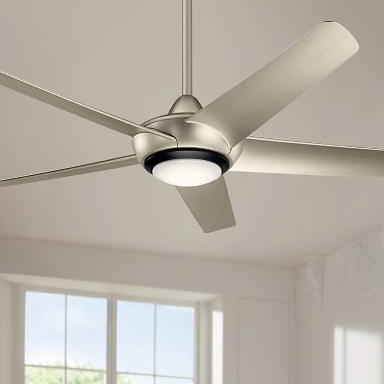Image 1 52' Kichler Kapono Brushed Nickel LED Ceiling Fan with Remote