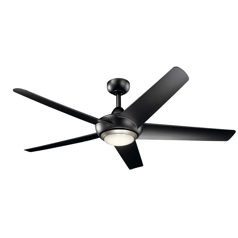 Image 4 52' Kichler Kapono LED Satin Black Indoor Ceiling Fan with Remote more views