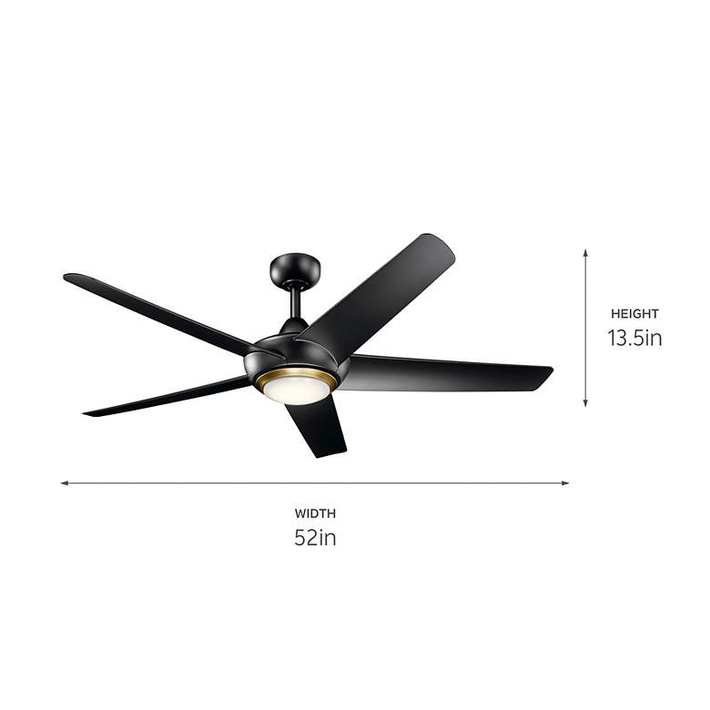 Image 7 52' Kichler Kapono LED Satin Black Indoor Ceiling Fan with Remote more views