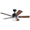 52" Kichler Lyndon Black LED Outdoor Ceiling Fan with Wall Control