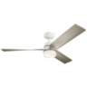 52" Kichler Spyn White and Silver LED Ceiling Fan with Wall Control