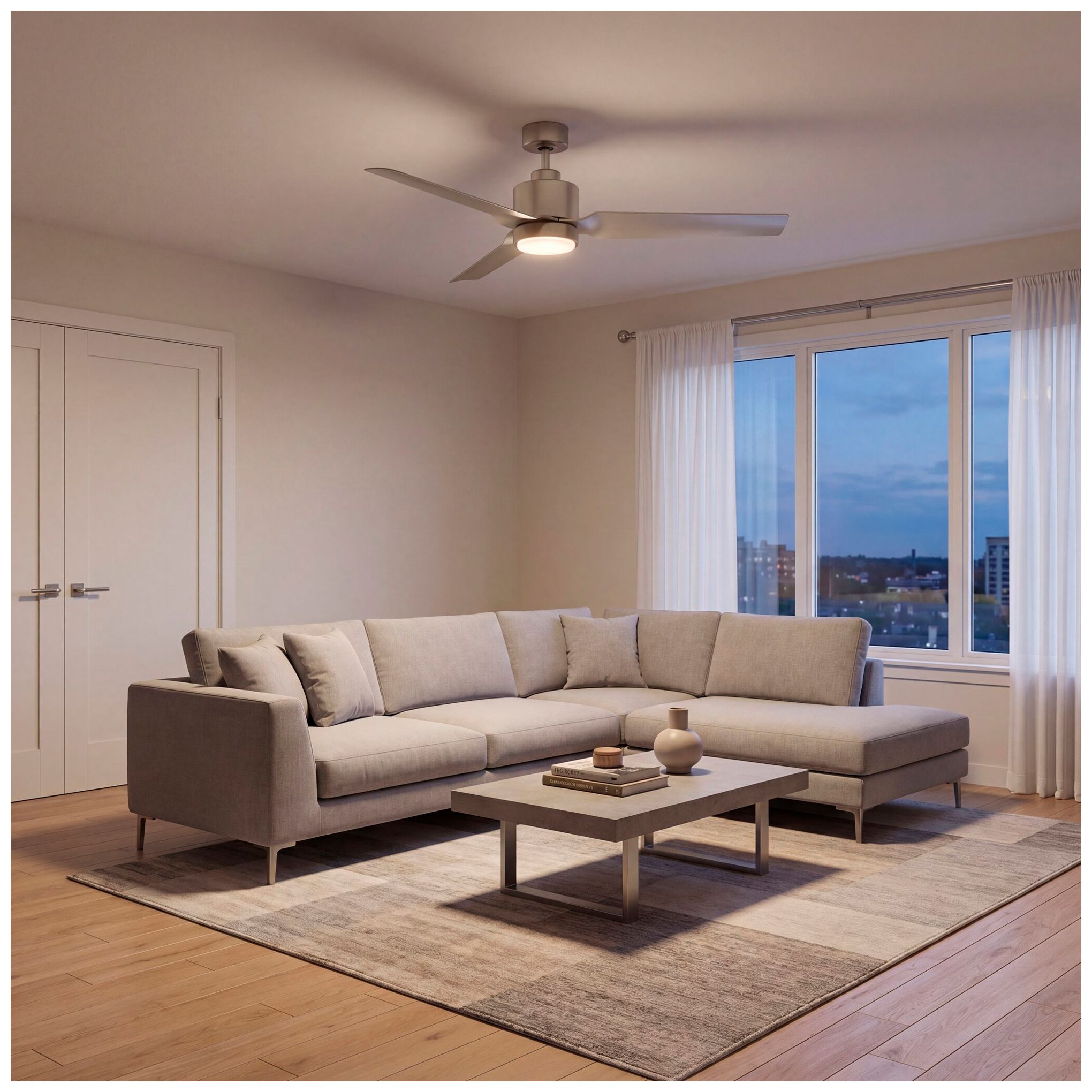 Image 4 52" LED Ceiling Fan in Brushed Nickel more views