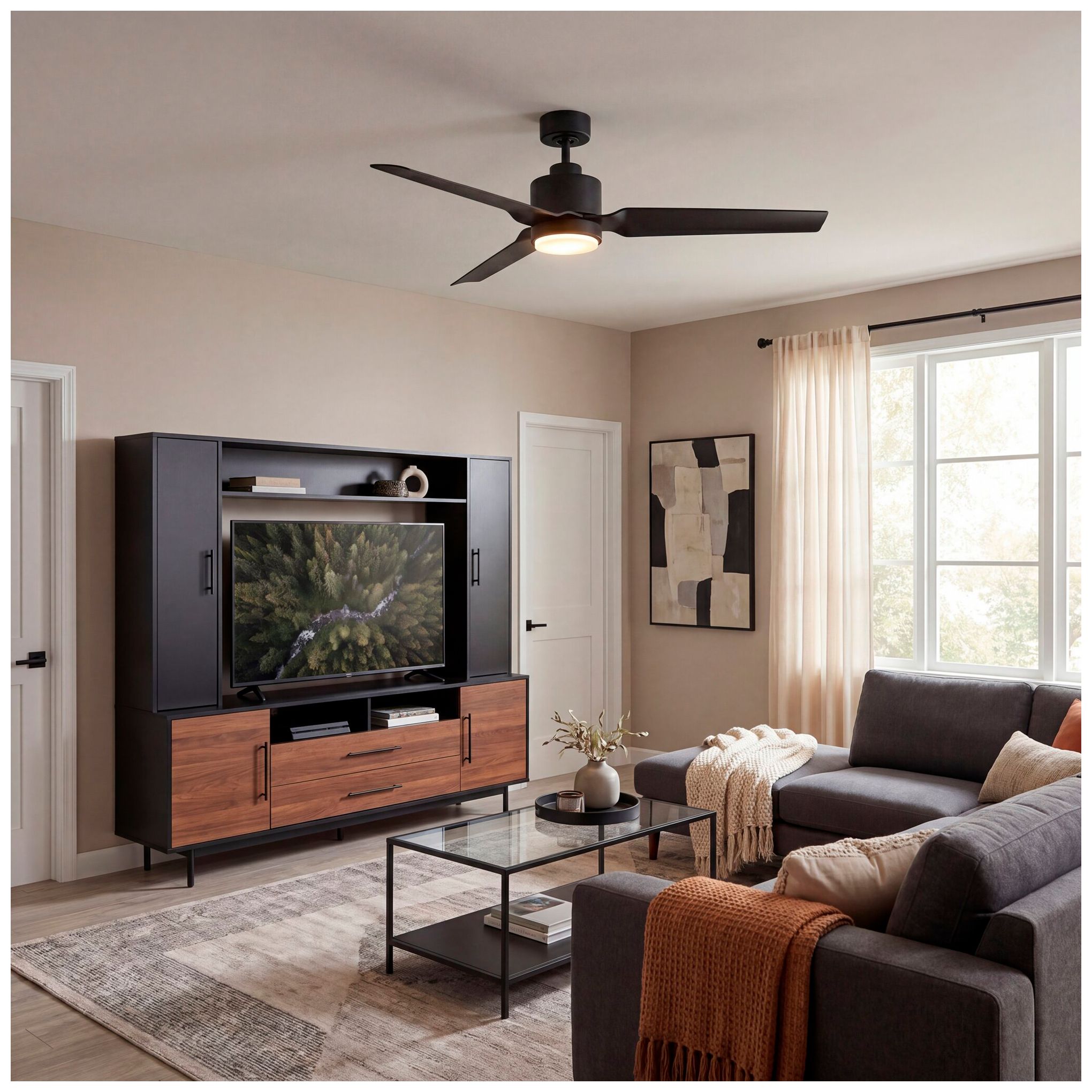 Image 4 52" LED Ceiling Fan in Matte Black more views