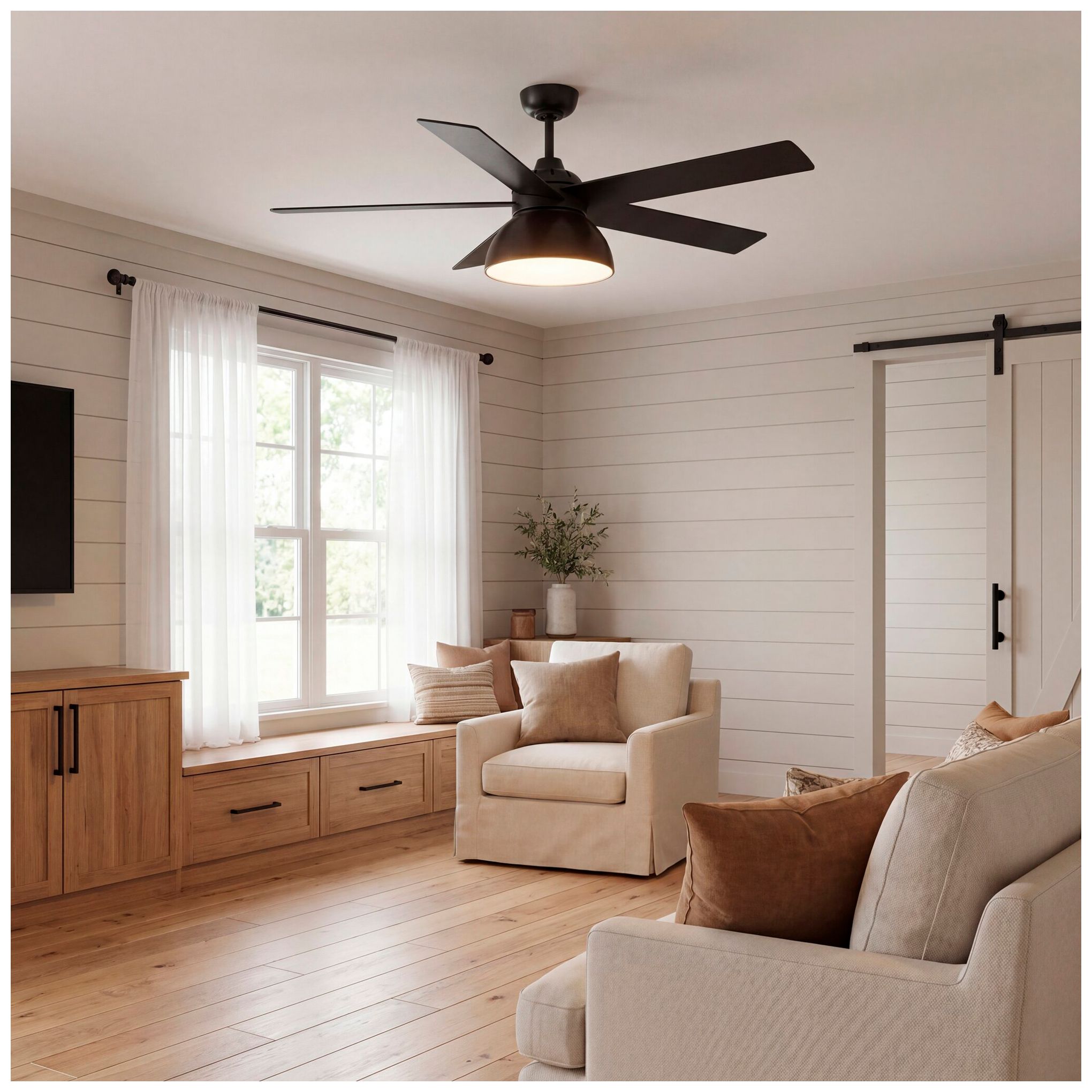 52" LED Ceiling Fan in Matte Black