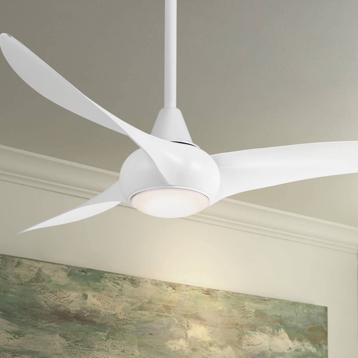 White - Ivory, 48 - 58 In. Span, Ceiling Fan With Light Kit Ceiling ...