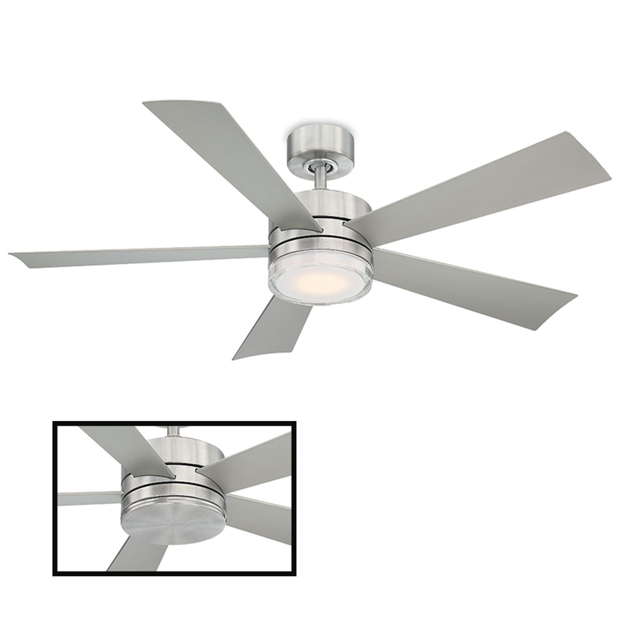 Image 2 52" Modern Forms Wynd Stainless Steel LED Smart Ceiling Fan - Made to Order more views