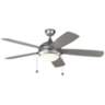 52" Monte Carlo Discus Brushed Steel Pull Chain Outdoor Ceiling Fan