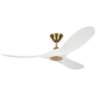 52" Monte Carlo Maverick II Brass and White DC Ceiling Fan with Remote