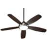 52" Quorum Colton Antique Silver Finish Ceiling Fan with Wall Control