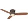 52" Traditional Concept Bronze Flushmount LED Fan with Wall Control
