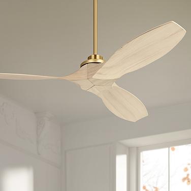 52" Visual Comfort Collins Brass Damp Rated Smart Fan with Remote