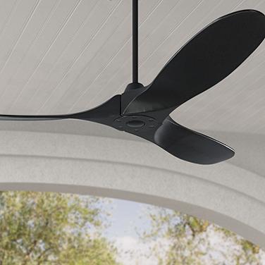 52" Visual Comfort Maverick II Black Damp DC Fan with Remote