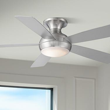 52" WAC Odyssey Flush Brushed Nickel LED Smart Ceiling Fan