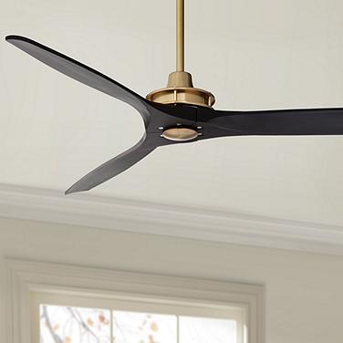 52" Windspun Soft Brass and Matte Black Ceiling Fan with Remote