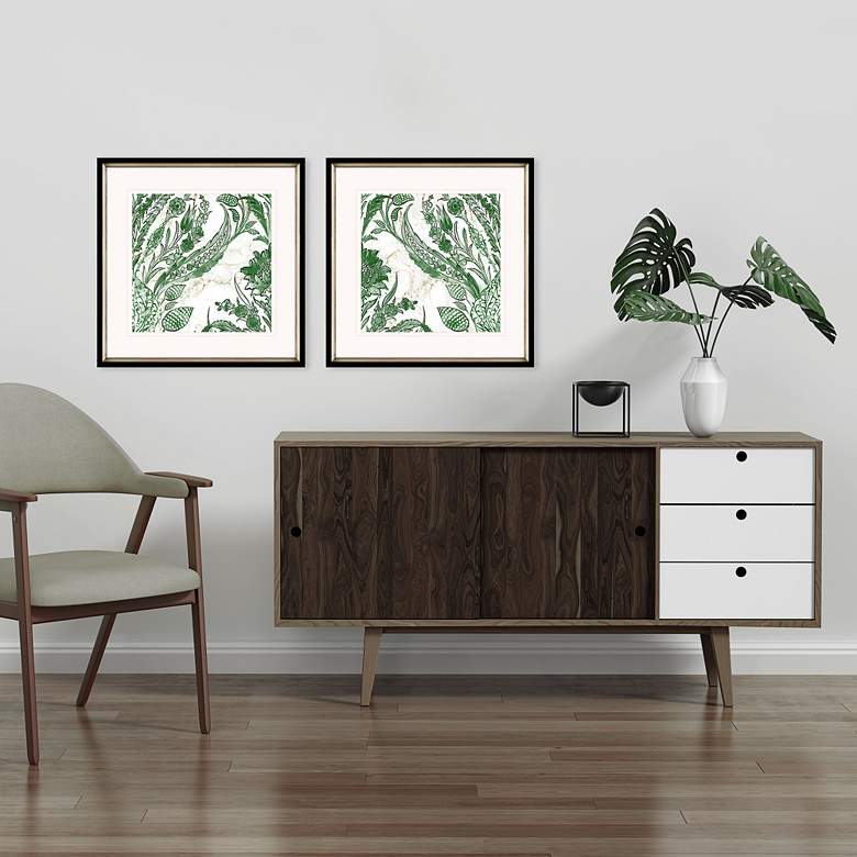 Image 1 Kelly Ikat I 26" Square 2-Piece Giclee Framed Wall Art Set in scene