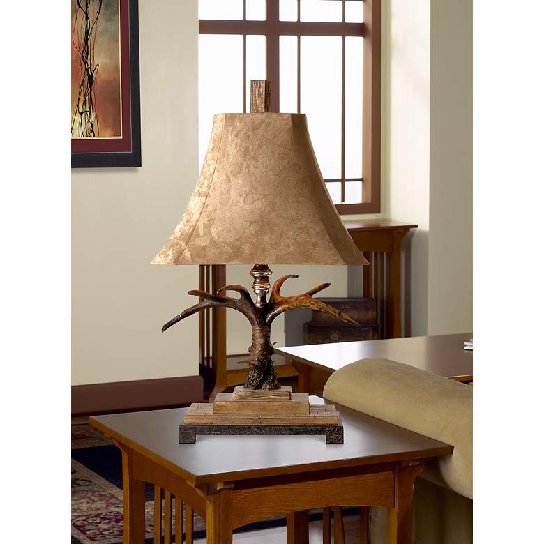 Uttermost Faux Antler Suede Table Lamp in scene