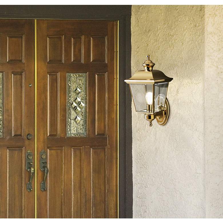 Image 1 Kichler Polished Brass 15 1/2" High Outdoor Wall Light in scene