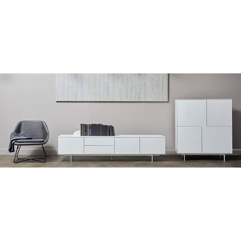 Image 1 Birmingham 43 1/4" Wide White Wood 4-Door Cabinet Stand in scene