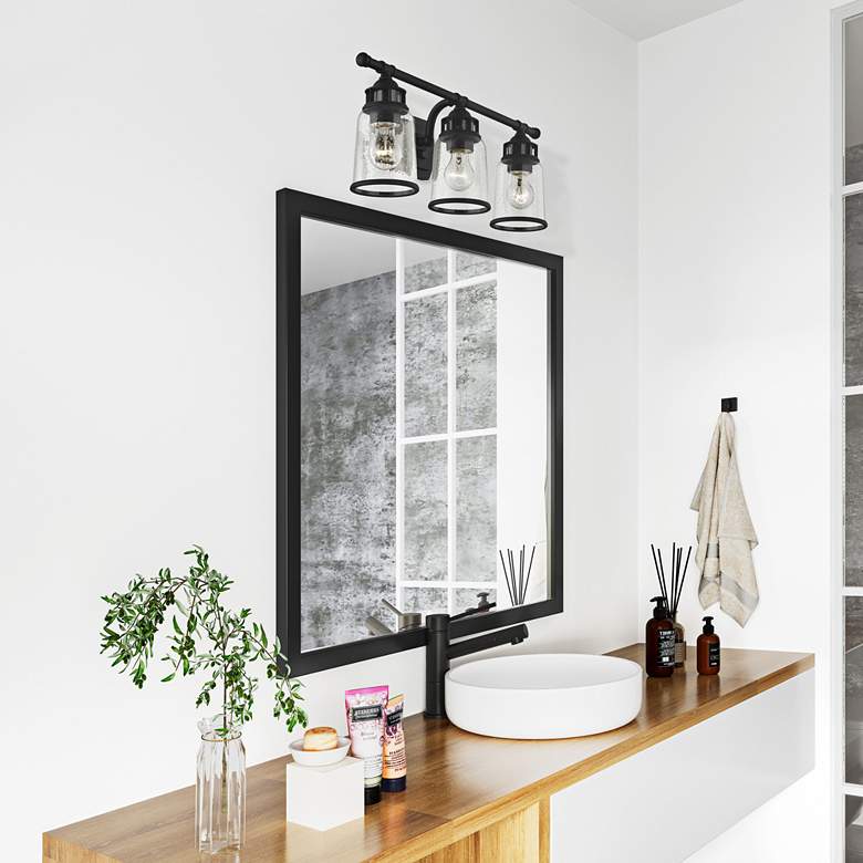 Image 1 Lawrenceville 23 1/2" Wide Black 3-Light Bath Light in scene