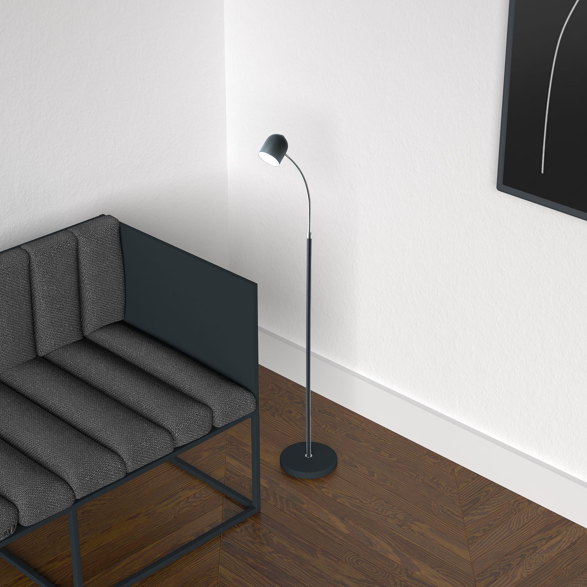 Image 3 53" High Satin Black 5W LED Floor Lamp more views