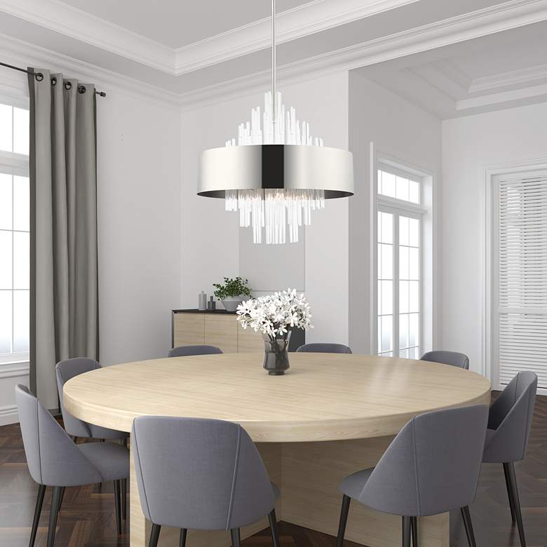 Image 1 Orenburg 10 Light Polished Nickel Pendant Chandelier in scene