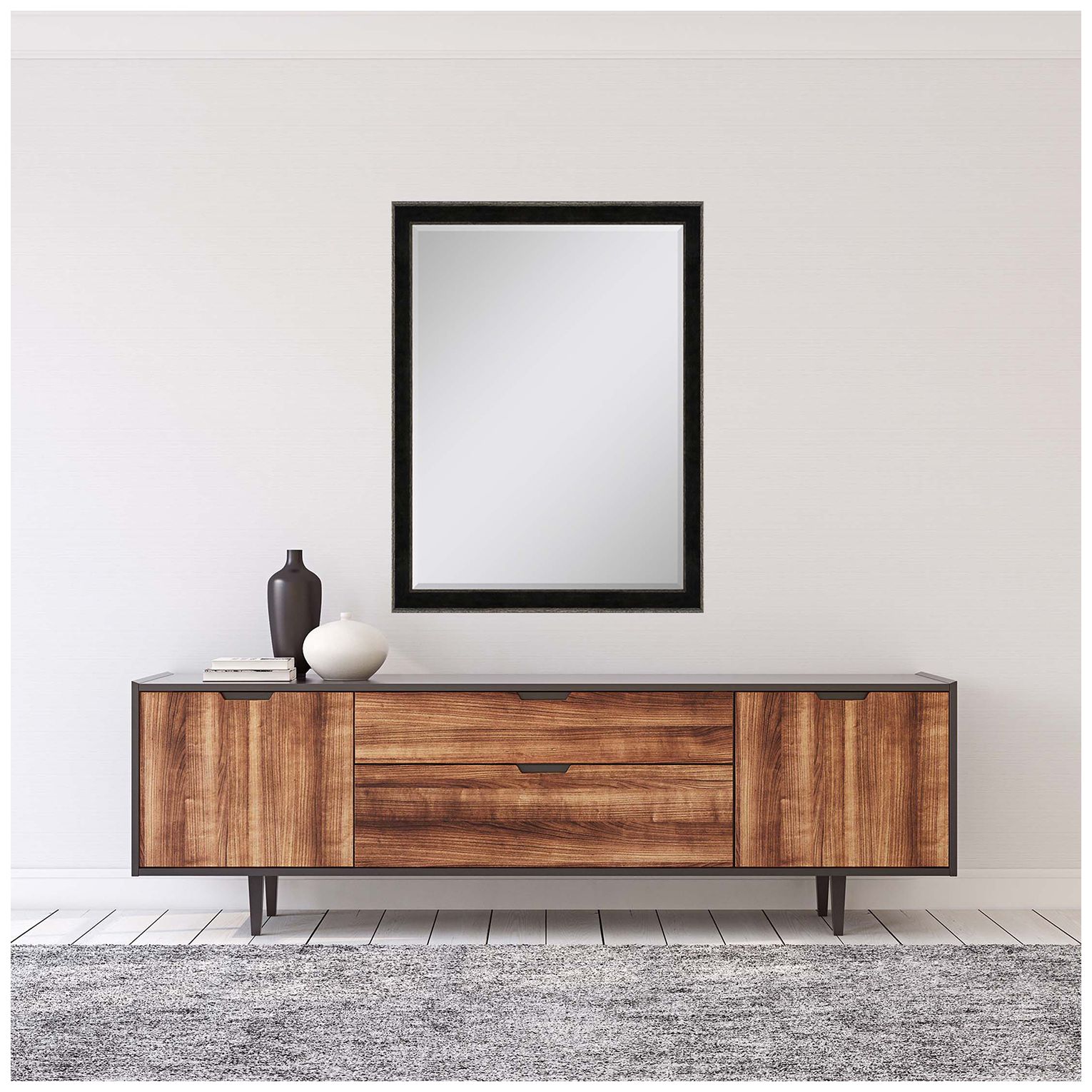 Image 3 #535 Black Metallic Wall Mirror - 28" x 40" more views