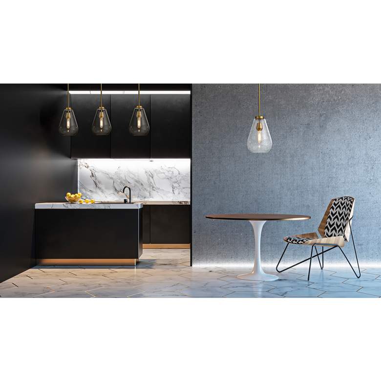 Image 1 Ayra 36" Wide Olde Brass 3-Light Linear Chandelier in scene